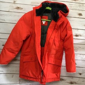 Gap Kids Boys sz M orange Jacket Down Filled Hood